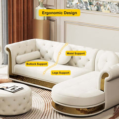 Modern White Sectional Sofa Set With Tufted Back