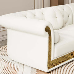 Modern White Sectional Sofa Set With Tufted Back
