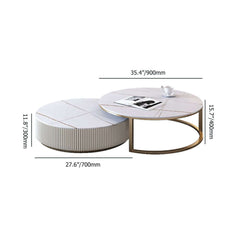 Modern White Sintered Stone Coffee Table Set With Drawer Dimensions