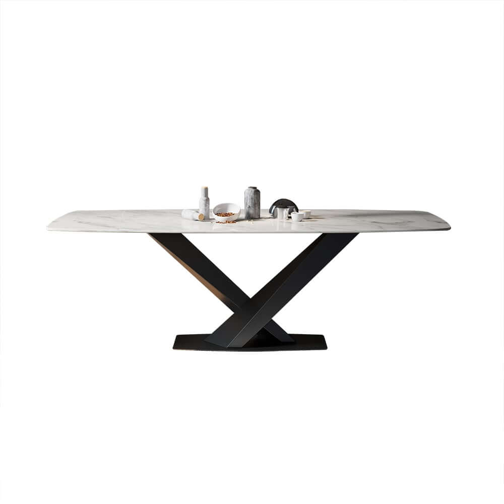 Modern White Sintered Stone Dining Table, Seats 8