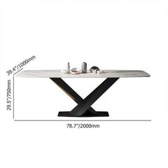 Modern White Sintered Stone Dining Table, Seats 8 Dimensions