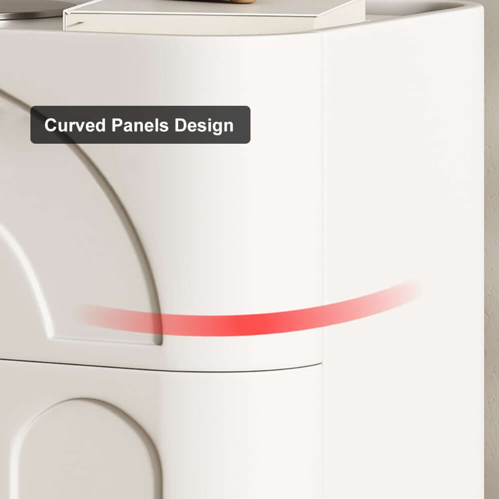 Modern White Sintered Stone Nightstand With Wireless Charging