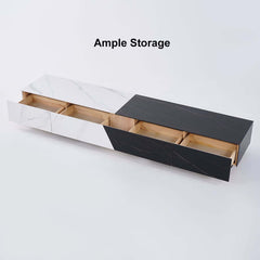 Modern White Sintered Stone TV Stand With 4 Drawers