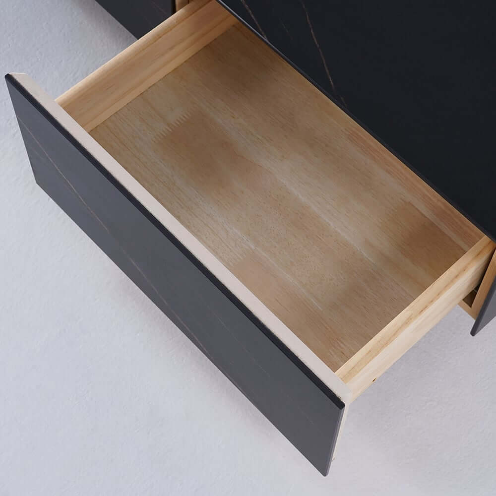 Modern White Sintered Stone TV Stand With 4 Drawers