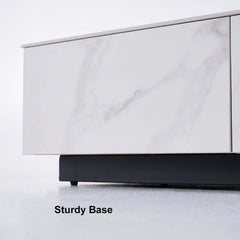 Modern White Sintered Stone TV Stand With 4 Drawers