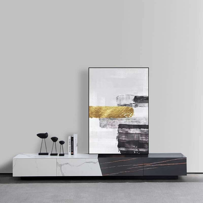 Modern White Sintered Stone TV Stand With 4 Drawers