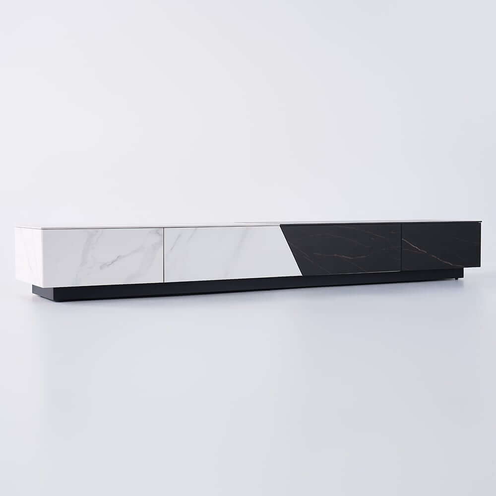 Modern White Sintered Stone TV Stand With 4 Drawers