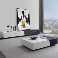 Modern White Sintered Stone TV Stand With 4 Drawers