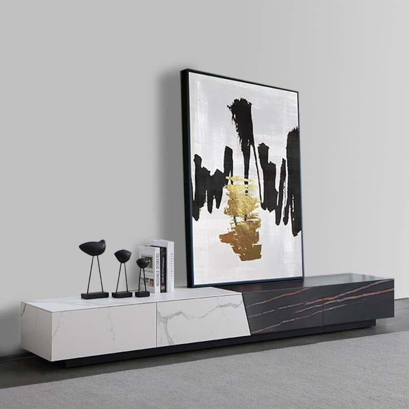 Modern White Sintered Stone TV Stand With 4 Drawers Main Product Image