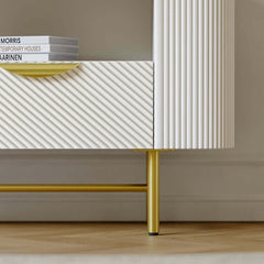 Modern White Sintered Stone TV Stand With Drawers