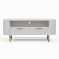 Modern White Sintered Stone TV Stand With Drawers