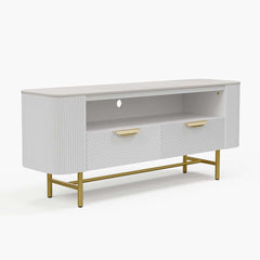 Modern White Sintered Stone TV Stand With Drawers