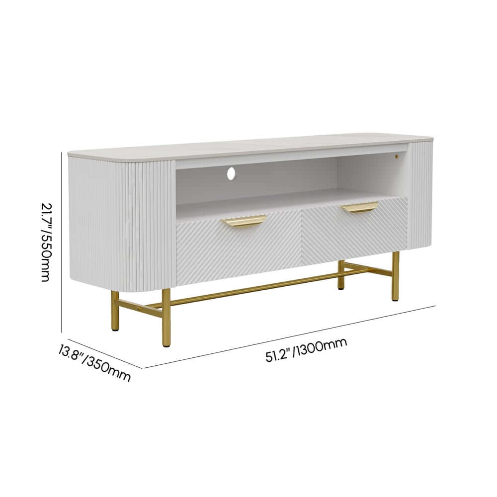 Modern White Sintered Stone TV Stand With Drawers Dimensions