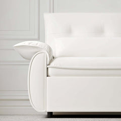 Modern White Sofa Bed With Pull Out And Flared Arms