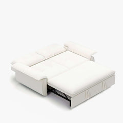 Modern White Sofa Bed With Pull Out And Flared Arms