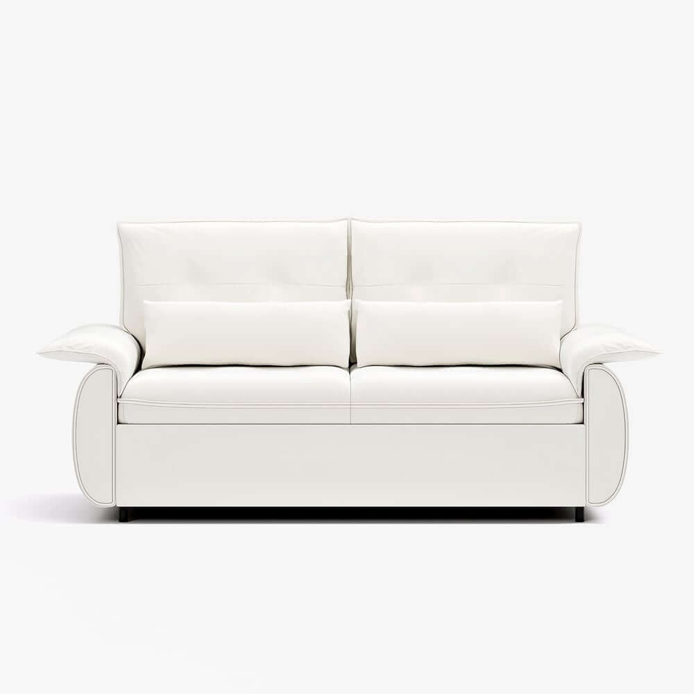 Modern White Sofa Bed With Pull Out And Flared Arms