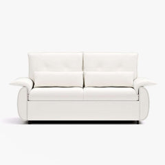Modern White Sofa Bed With Pull Out And Flared Arms