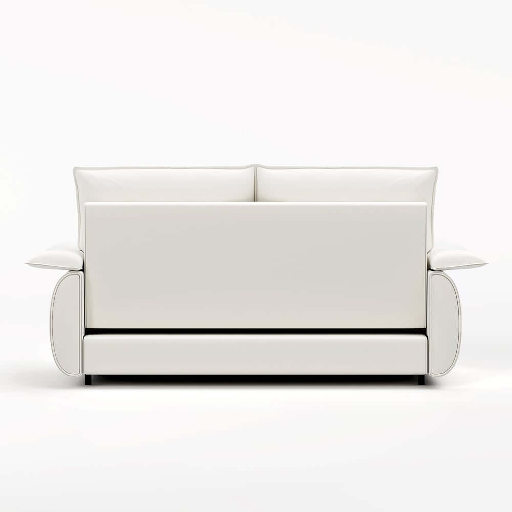 Modern White Sofa Bed With Pull Out And Flared Arms