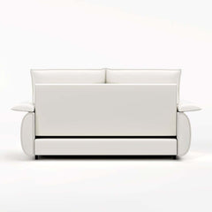 Modern White Sofa Bed With Pull Out And Flared Arms