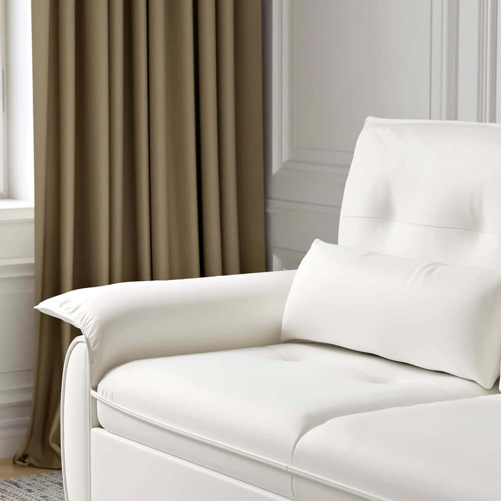 Modern White Sofa Bed With Pull Out And Flared Arms