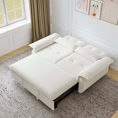 Modern White Sofa Bed With Pull Out And Flared Arms