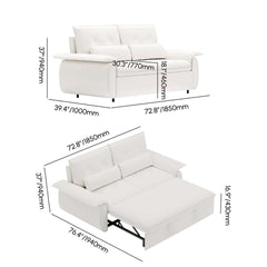 Modern White Sofa Bed With Pull Out And Flared Arms Dimensions