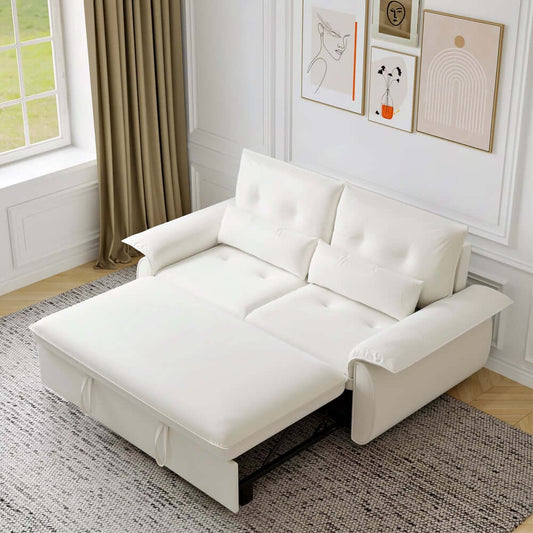 Modern White Sofa Bed With Pull Out And Flared Arms Main Product Image