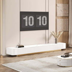 Modern White Stainless Steel TV Stand With 5 Drawers