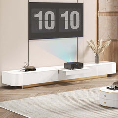 Modern White Stainless Steel TV Stand With 5 Drawers Main Product Image