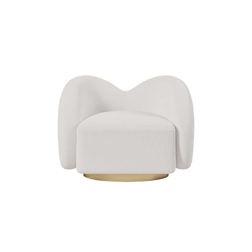 Modern White Teddy Faux Fur Barrel Chair With Cushion Back