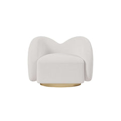 Modern White Teddy Faux Fur Barrel Chair With Cushion Back