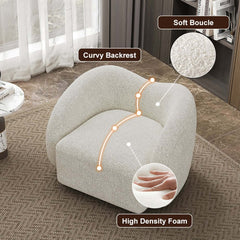 Modern White Teddy Faux Fur Barrel Chair With Cushion Back