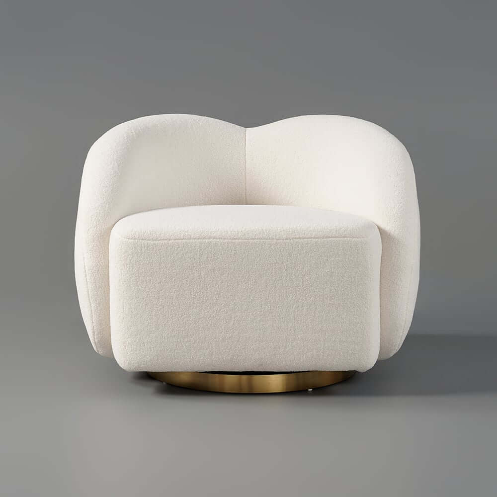 Modern White Teddy Faux Fur Barrel Chair With Cushion Back