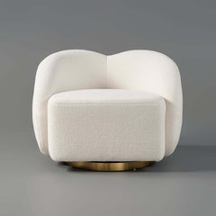 Modern White Teddy Faux Fur Barrel Chair With Cushion Back
