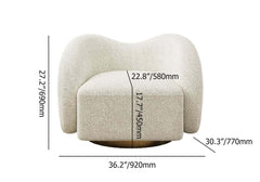 Modern White Teddy Faux Fur Barrel Chair With Cushion Back Dimensions