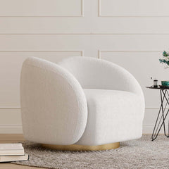 Modern White Teddy Faux Fur Barrel Chair With Cushion Back Main Product Image