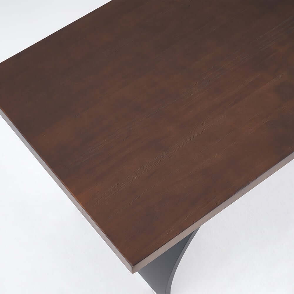 Modern White Trestle Desk with Solid Wood Top and Metal Base