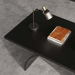 Modern White Trestle Desk with Solid Wood Top and Metal Base