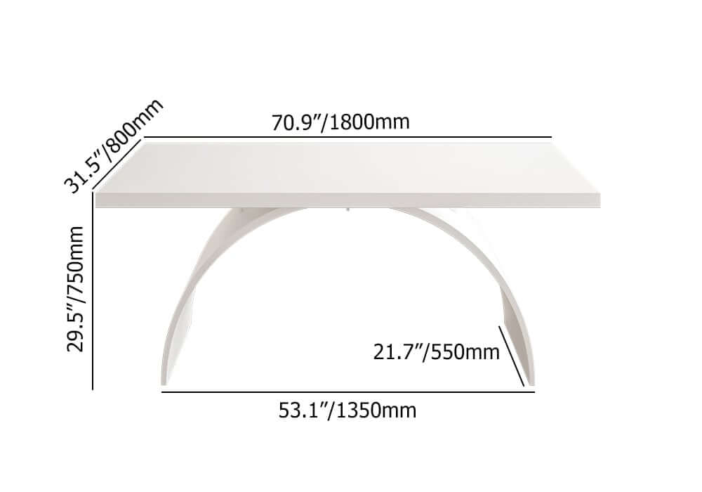 Modern White Trestle Desk with Solid Wood Top and Metal Base Dimensions