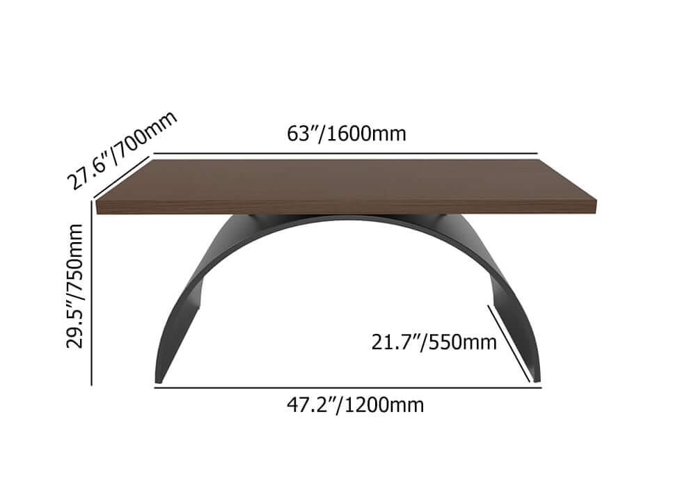 Modern White Trestle Desk with Solid Wood Top and Metal Base Dimensions