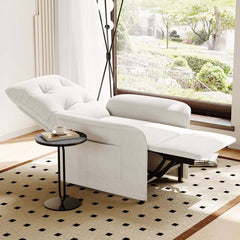 Modern White Velvet Club Chair With Adjustable Backrest