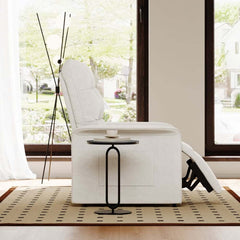 Modern White Velvet Club Chair With Adjustable Backrest