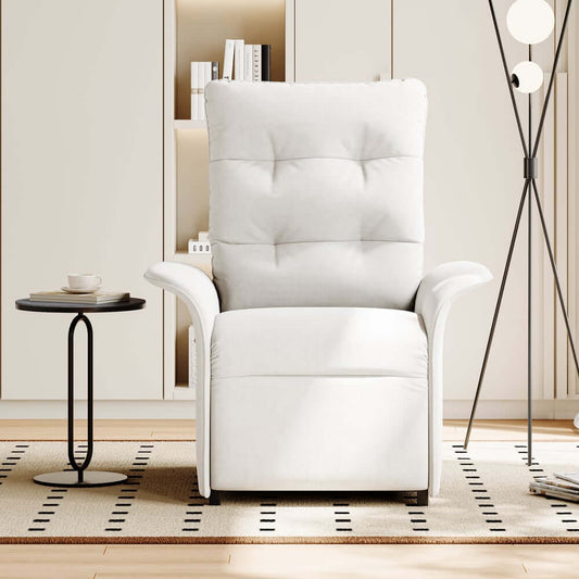 Modern White Velvet Club Chair With Adjustable Backrest