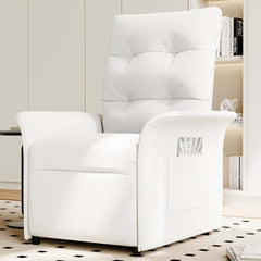 Modern White Velvet Club Chair With Adjustable Backrest