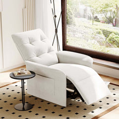 Modern White Velvet Club Chair With Adjustable Backrest