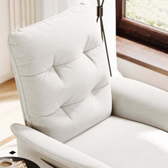 Modern White Velvet Club Chair With Adjustable Backrest