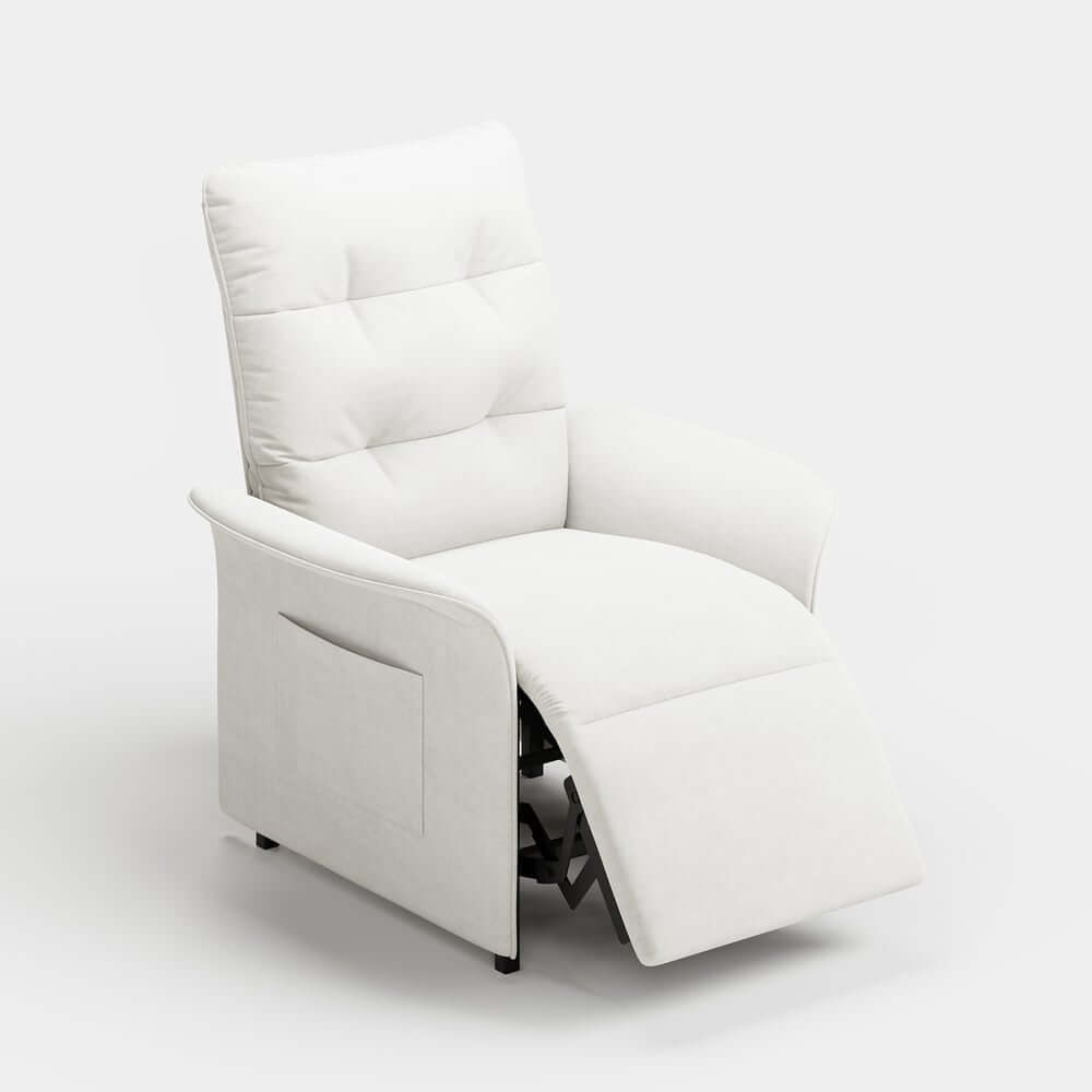Modern White Velvet Club Chair With Adjustable Backrest