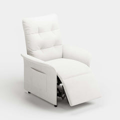 Modern White Velvet Club Chair With Adjustable Backrest