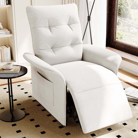 Modern White Velvet Club Chair With Adjustable Backrest Main Product Image