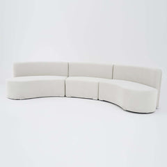 Modern White Velvet Curved Modular Sectional Sofa